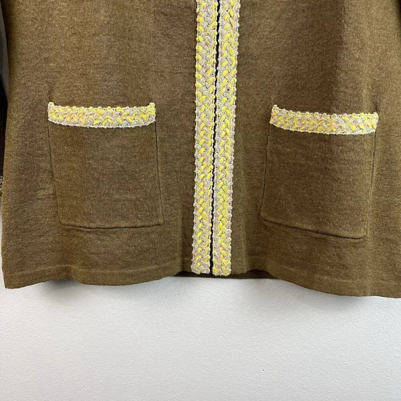 Doncaster Collection Linen Blend Cardigan Sweater Womens S Zip Metallic Trim - Picture 4 of 12